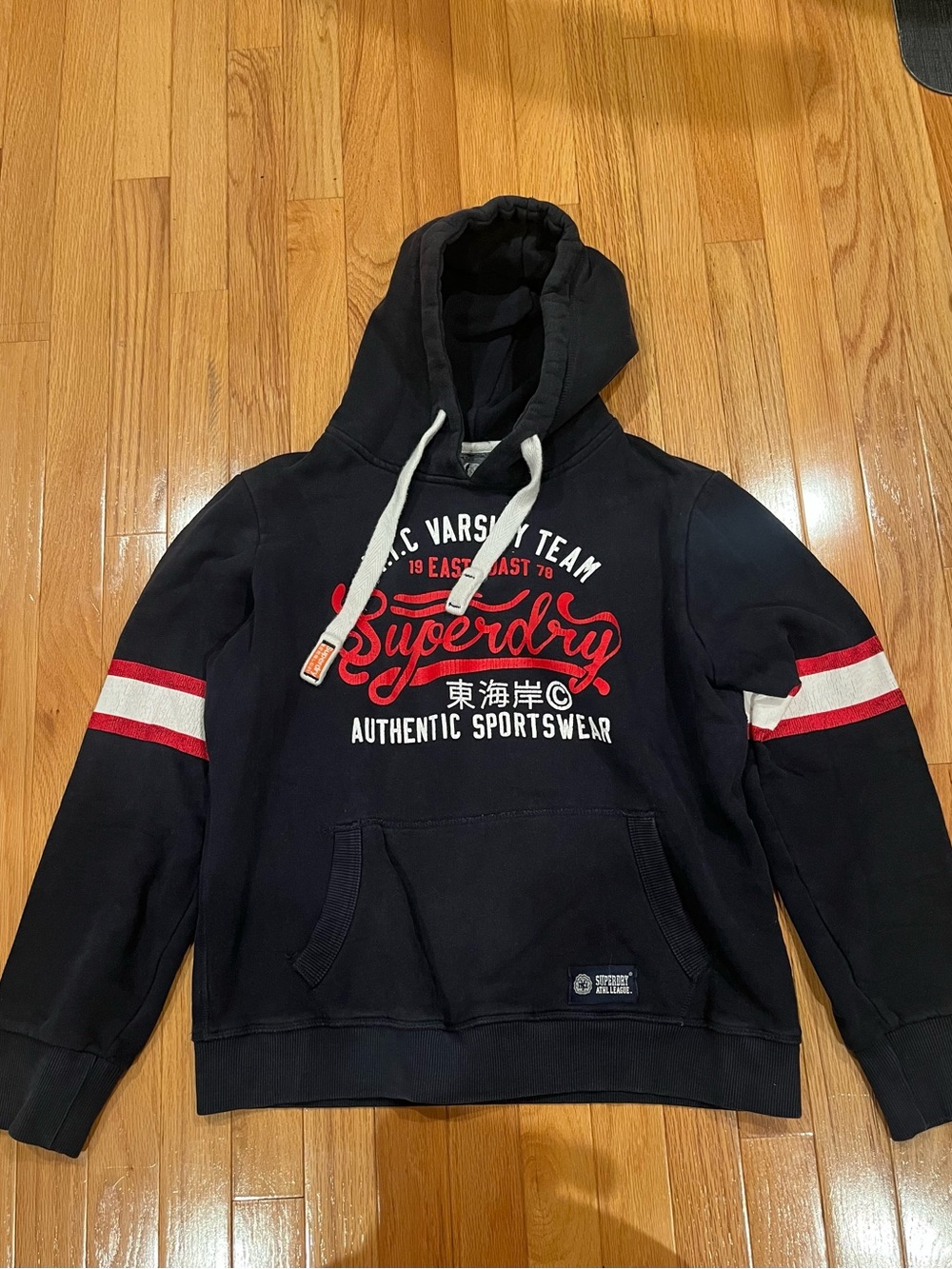 Superdry Women’s Navy Hoodie with Red Logo - Authentic Sportswear